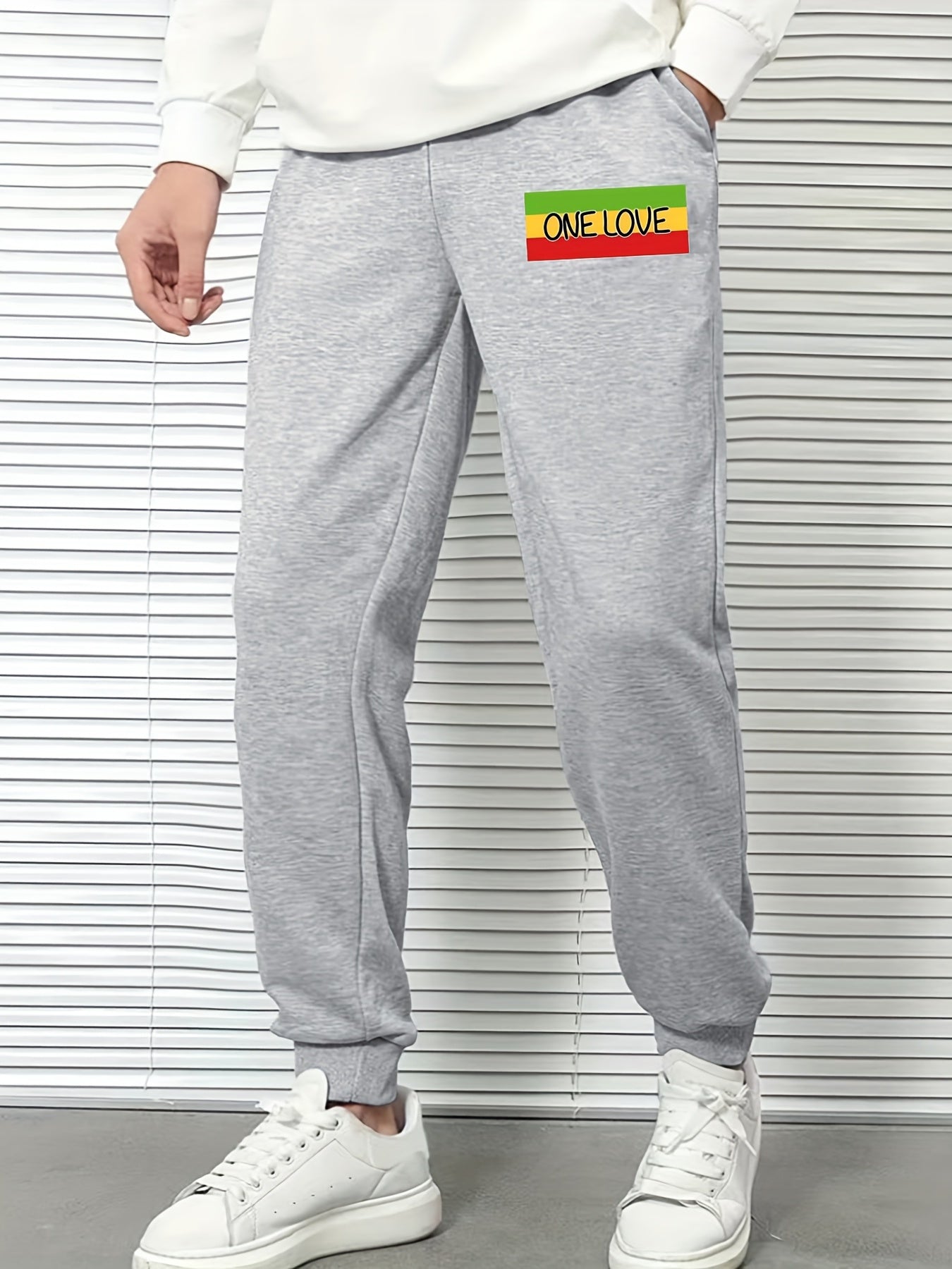 Men's Graffiti ONE LOVE Flag Pattern Printed Trousers