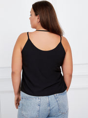 Casual Tank Top Women's Plus Plain Button Decor V Neck