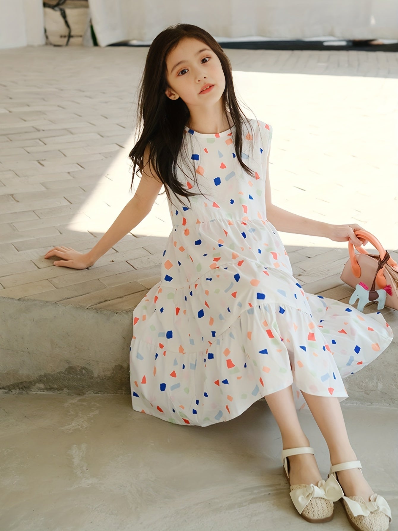 Girl's Geometry Pattern Princess Dress