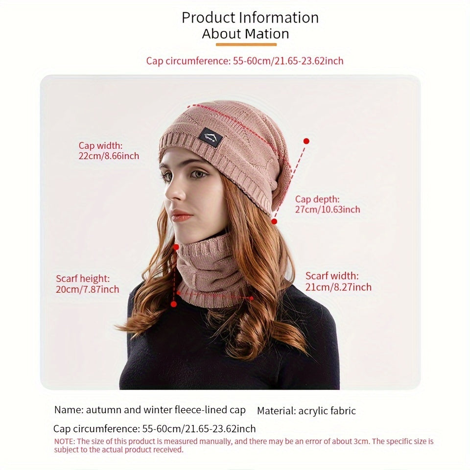 Winter Hat & Neck Gaiter Set Unisex Solid Winter Fishing
