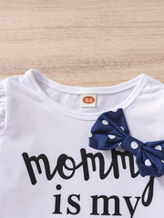 3pcs Baby Girls Casual Mommy Is My Bestie Onesie & Pants Set