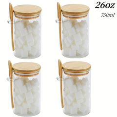 Glass Jars With Airtight Lids And Spoon Set