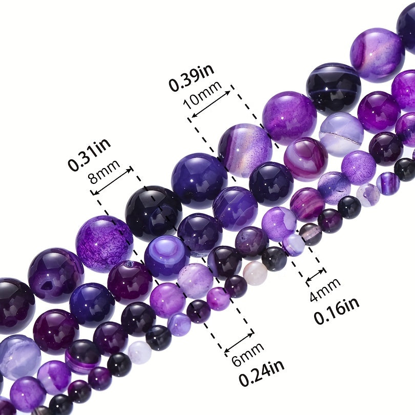 Purple Agates Round Beads 4-12mm Natural Stone Spacer Beads for DIY Bracelet