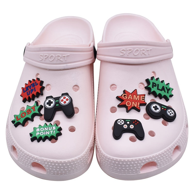 26pcs Gaming Pattern Shoe Charms For Clogs Jibts Bubble Slides Sandals