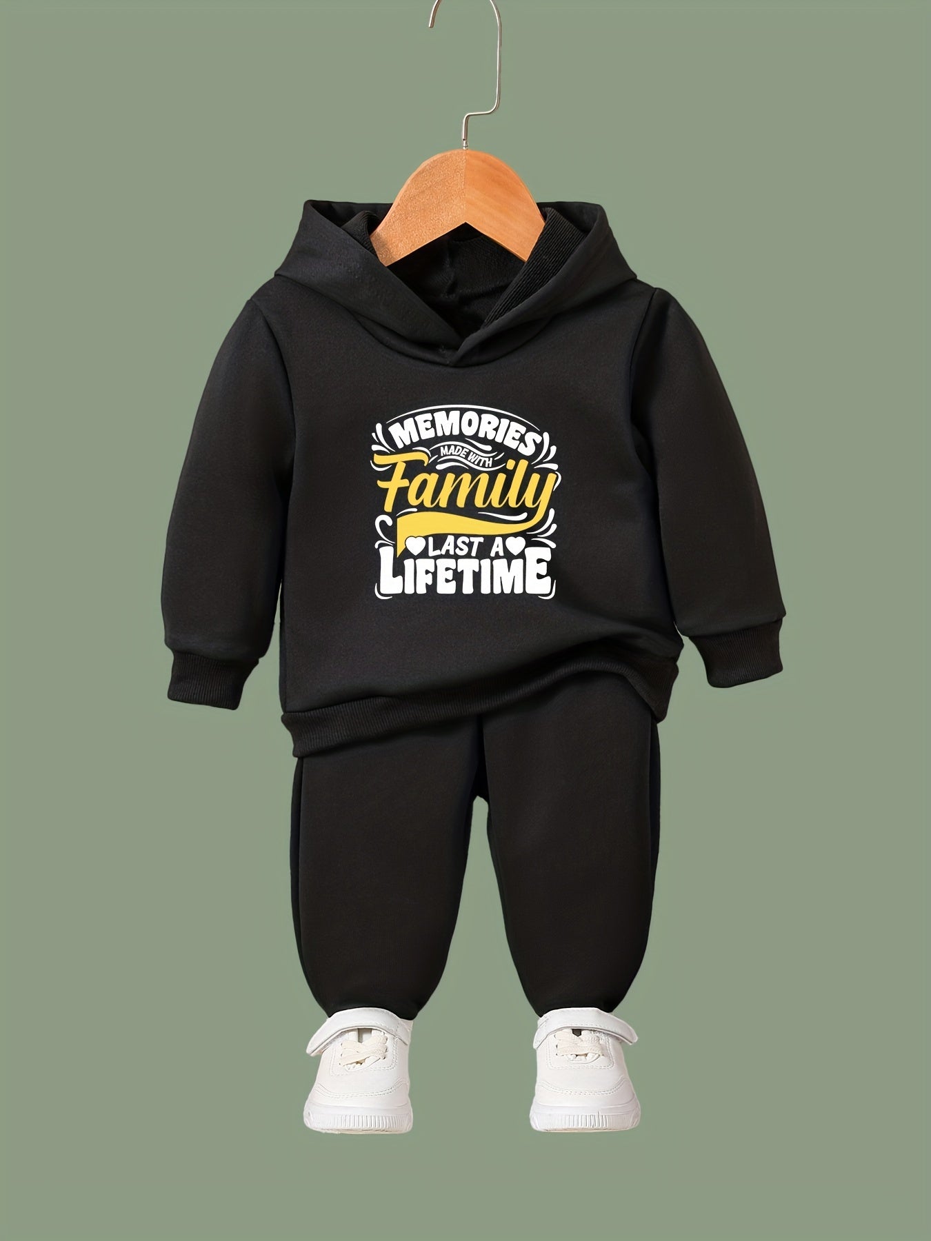 Family Last A Life Time Pattern Long Sleeve Hooded Sweatshirt