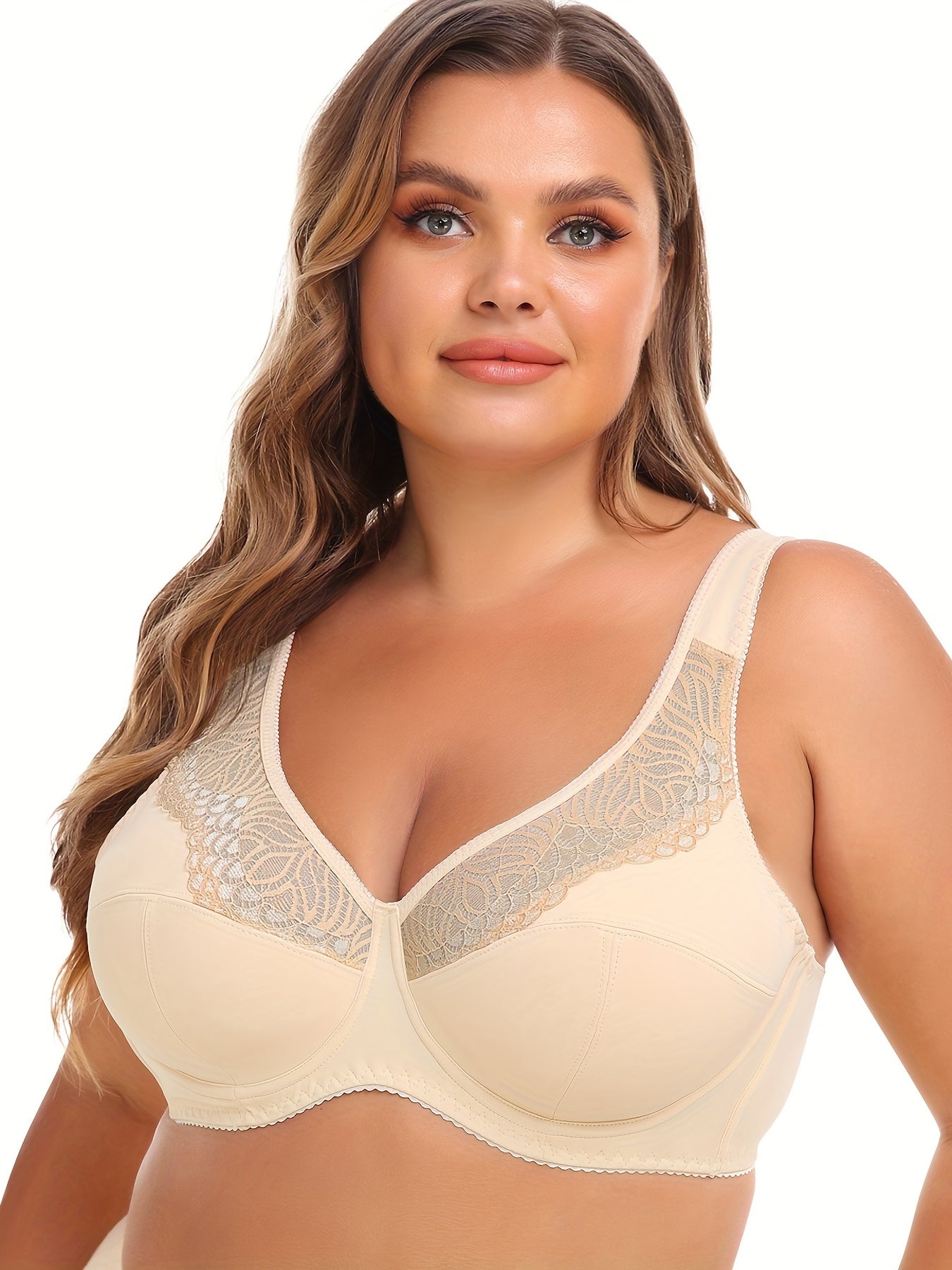 Floral Jacquard Push-Up Underwire Bra Plus Size