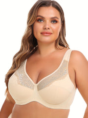 Floral Jacquard Push-Up Underwire Bra Plus Size