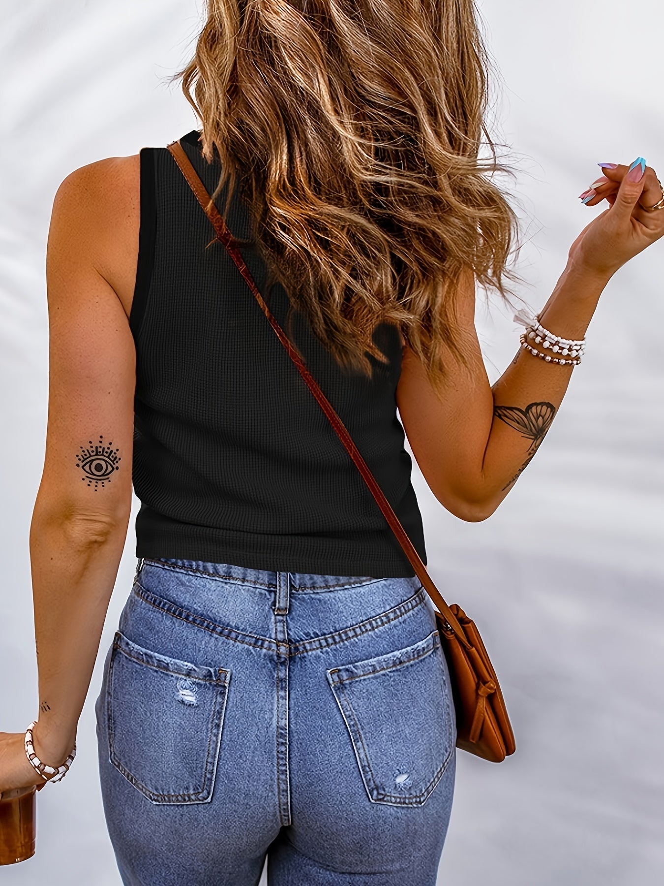 Women's Waffle Knit Casual Tank Top