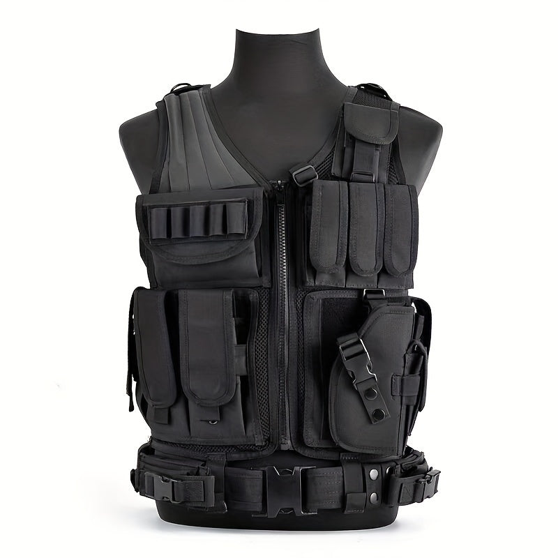 Outdoor Men's Vest With Detachable Belt And Holster