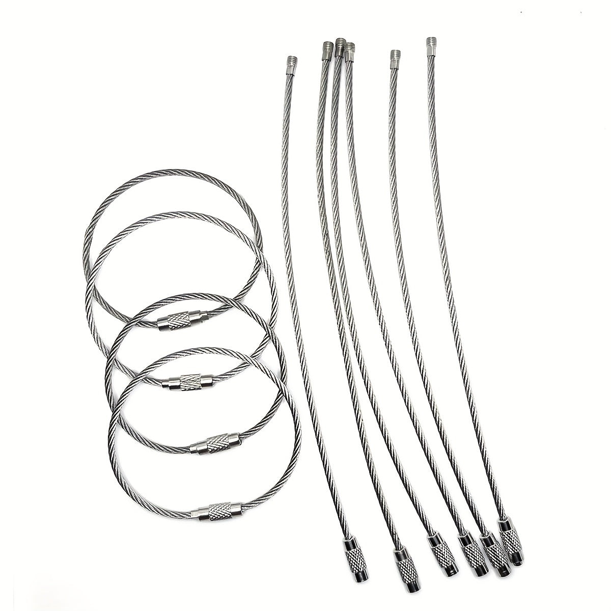10pcs Stainless Steel Wire Keychain Braided Key Ring Holder Key Chain
