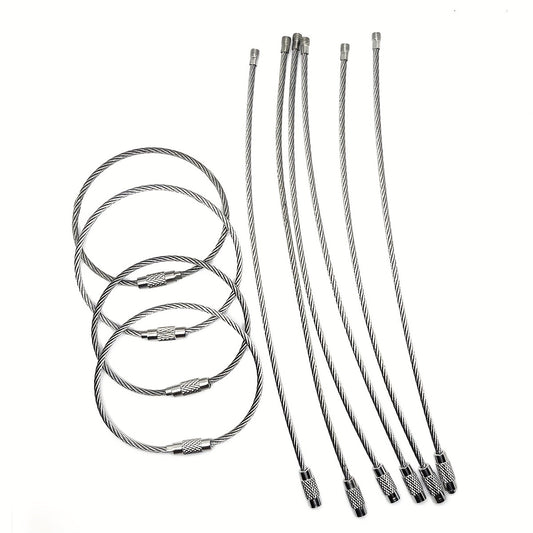 10pcs Stainless Steel Wire Keychain Braided Key Ring Holder Key Chain