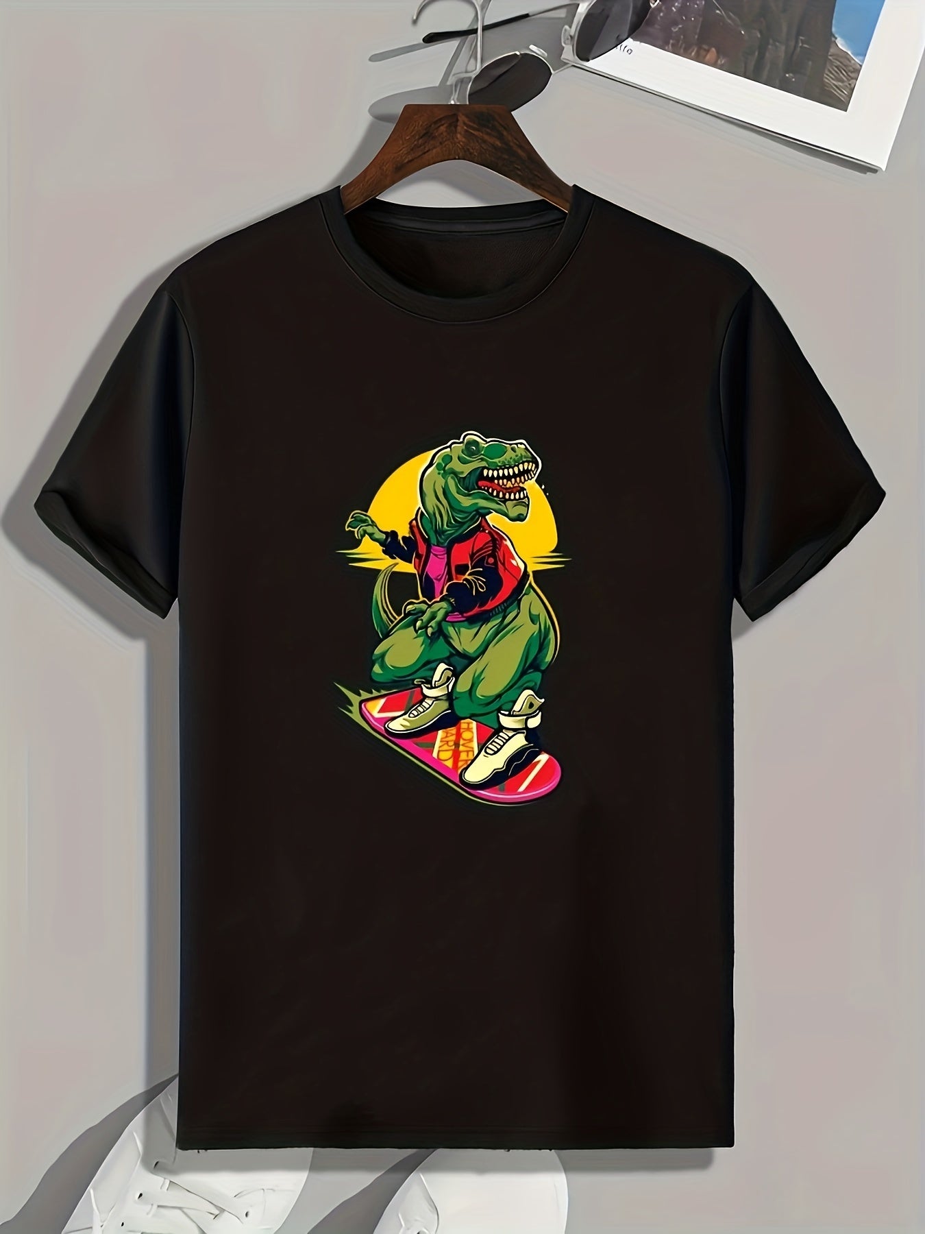 Dinosaur Print Graphic Tee for Men