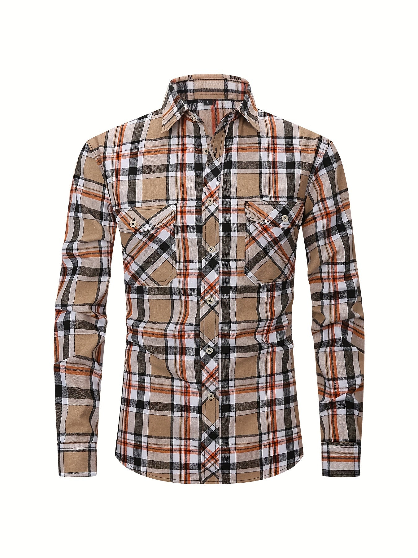 Men's Plaid Print Button Up Long Sleeve Shirt