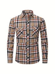 Men's Plaid Print Button Up Long Sleeve Shirt
