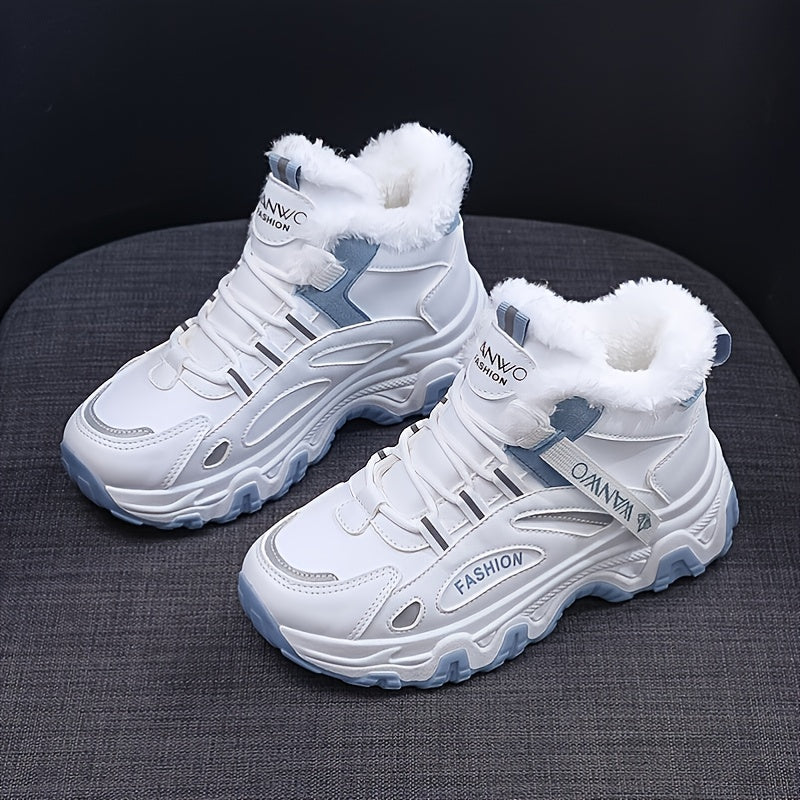 Women's Chunky Sneakers Warm Plush Lined Anti-slip Shoes