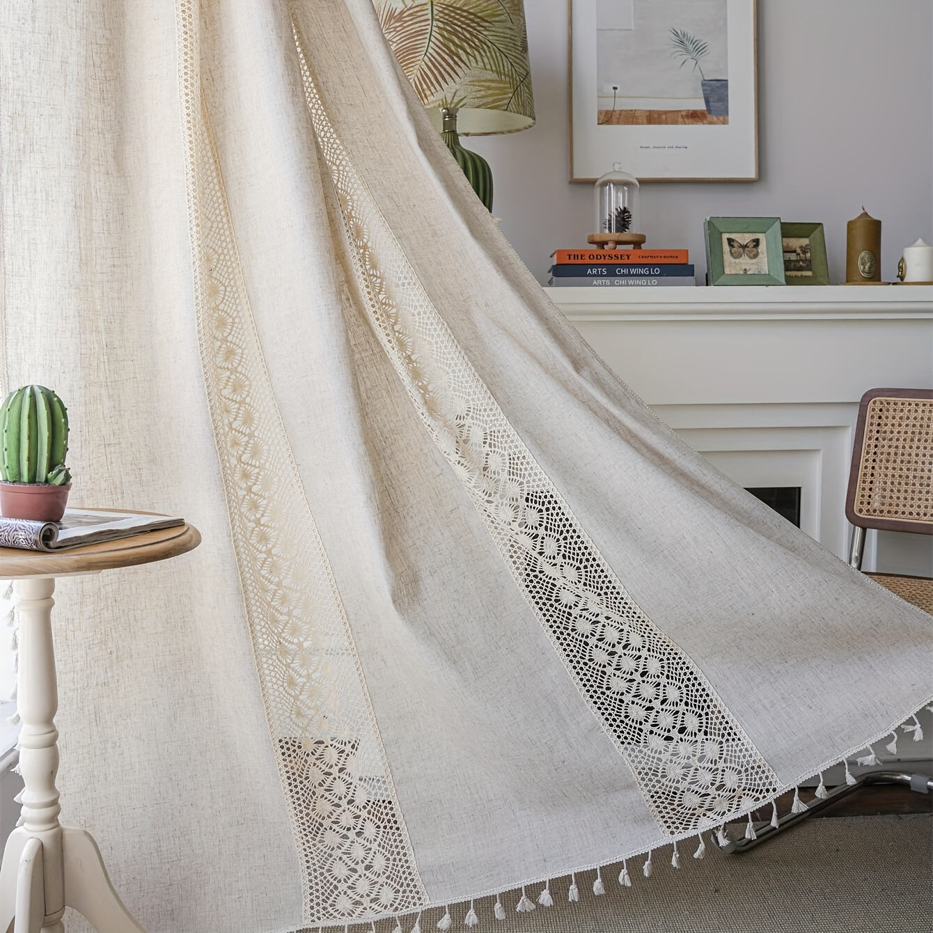 Boho Pure Linen Semi Blackout Curtain Farmhouse Style