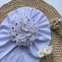 Baby Girls Flowers Decor Cap Soft Hair Wrap Head Accessory