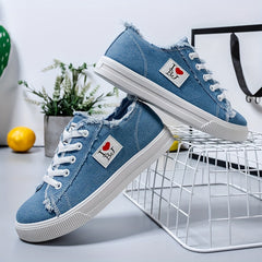Women's Canvas Lace Up Walking Shoes Low Top Sneakers