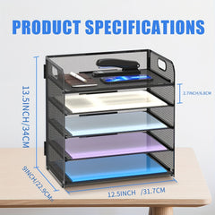 5-Layer Mesh Desktop File Organizer with Sliding Tray