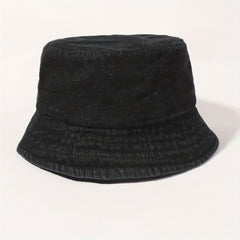 Denim Washed Bucket Hat Lightweight Solid Basin Hat Casual Sunshade