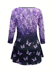 Butterfly Print Peplum Top & Leggings Set