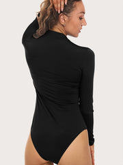Solid Bodysuit Slim Casual Long Sleeve