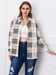 Casual Blouse Women's Plus Plaid Print Button Up Long Sleeve