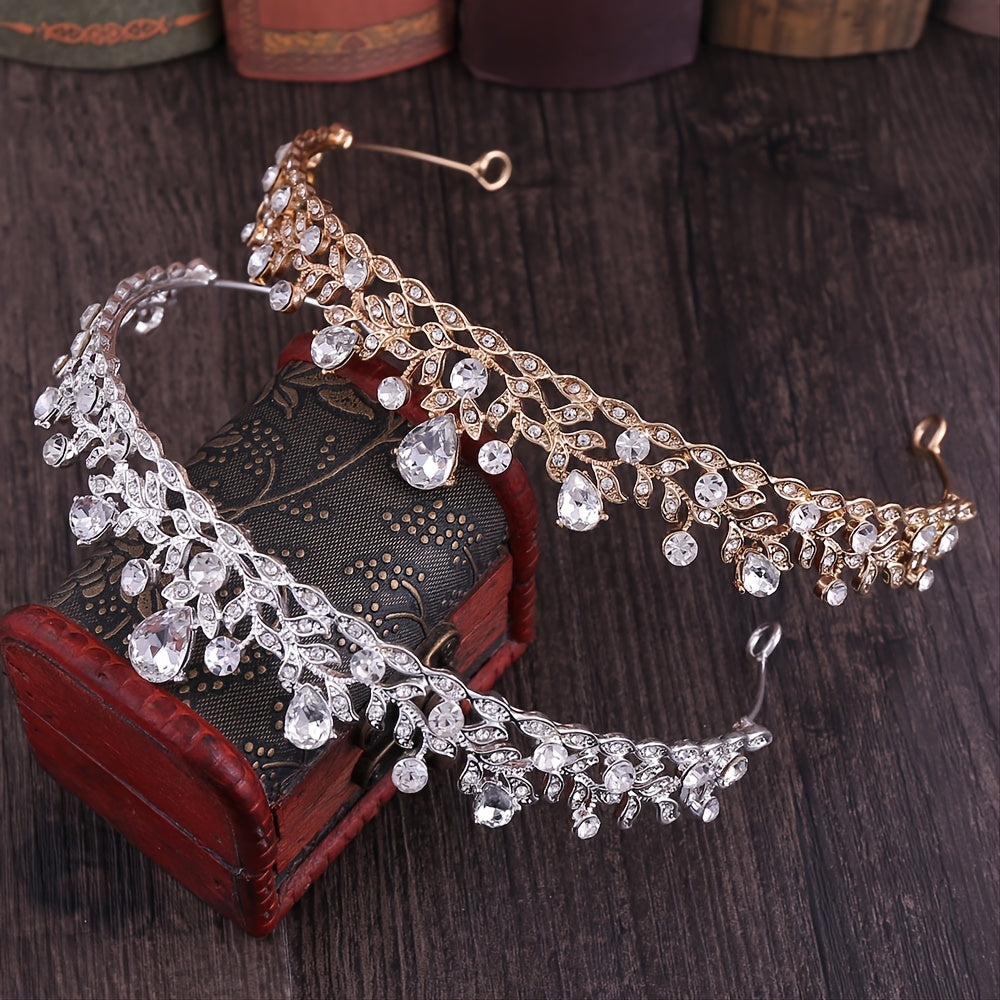 Baroque Crown & Tiara Golden Crystal Bride Wedding Queen Crowns Princess Tiaras