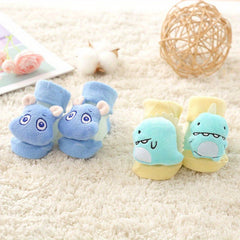 2pairs Baby Boys Cartoon Animal Casual Floor Socks First Walking Shoes