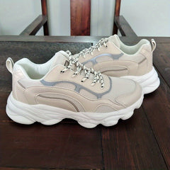 Lace Chunky Dad Shoes Thick Bottom Mesh Running Shoes Women's Footwear