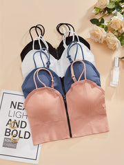 4pcs Wireless Zipper Bras Push Up Lingerie & Underwear