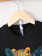 Leopard Print T Shirt And Shorts Set for Kids