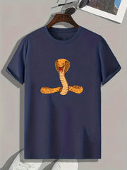Snake Pattern Print Men's Sports Tee Shirt for Fitness Activities