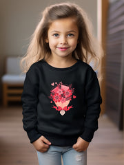 Flowers Print Girls Casual Pullover Sweatshirt for Fall Winter