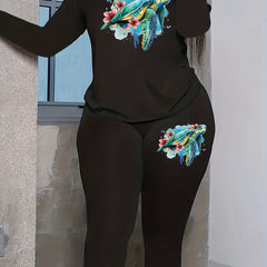 Women's Plus Floral & Turtle Print Tee & Legging Set