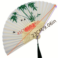Chinese Landscape Prints Folding Fan Portable Dance Party Accessory