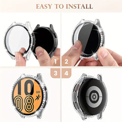 Galaxy Watch 6 40mm 44mm Rhinestone Case Bling Bumper Screen Protector Cover