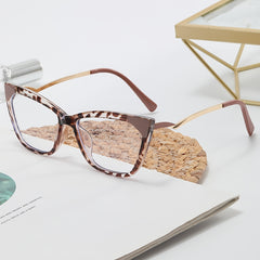Tortoiseshell Retro Clear Lens Metal Temple Glasses