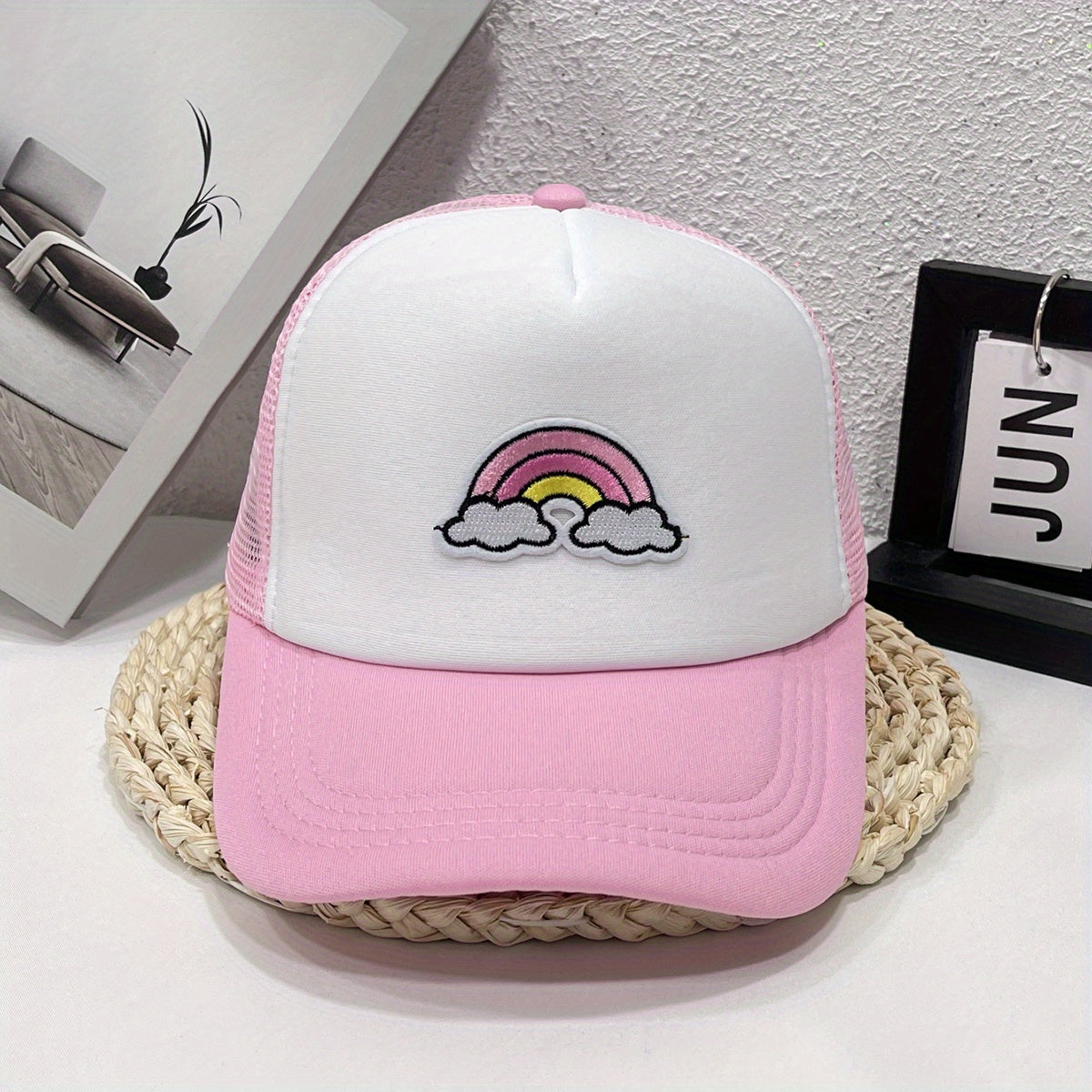 Candy Rainbow Baseball Cap Patch Trucker Hat for Women