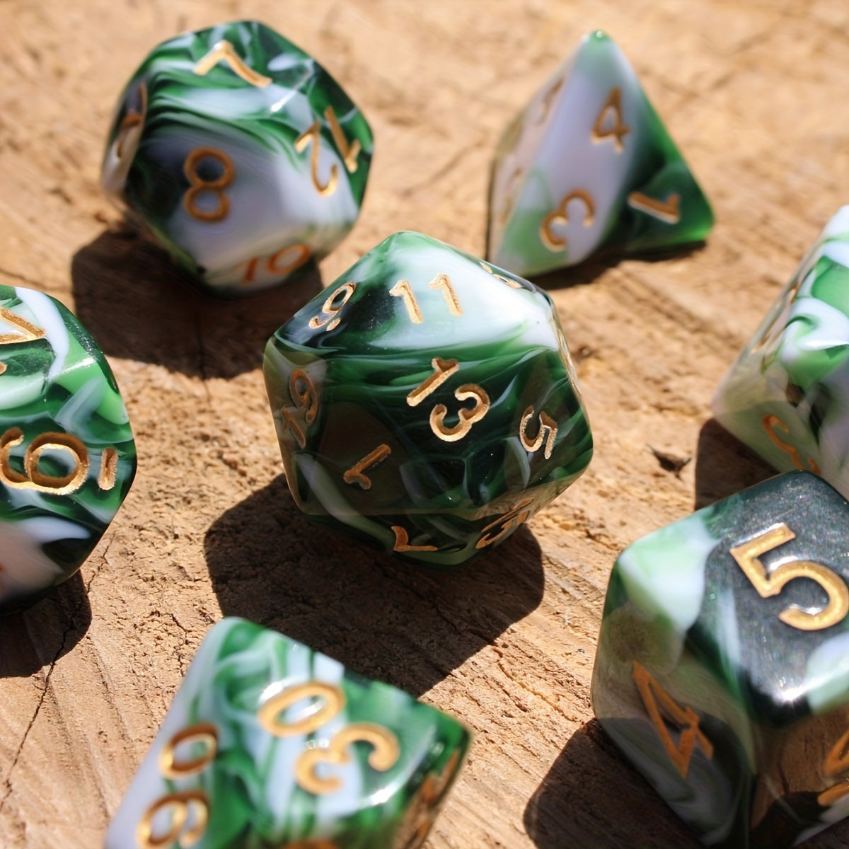 7pcs Marbled Mint RPG Dice Set For Party