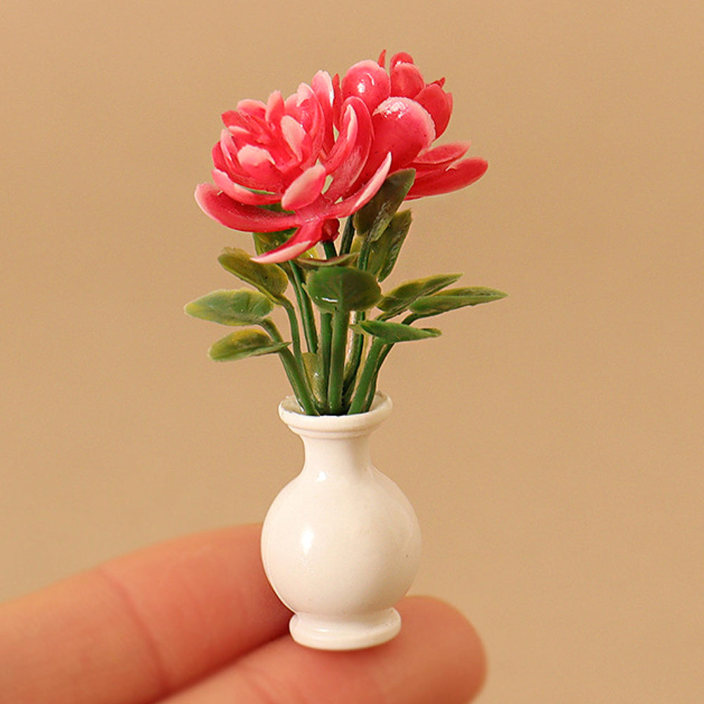Colorful Mini Flower Arrangement in Vase for Dollhouses