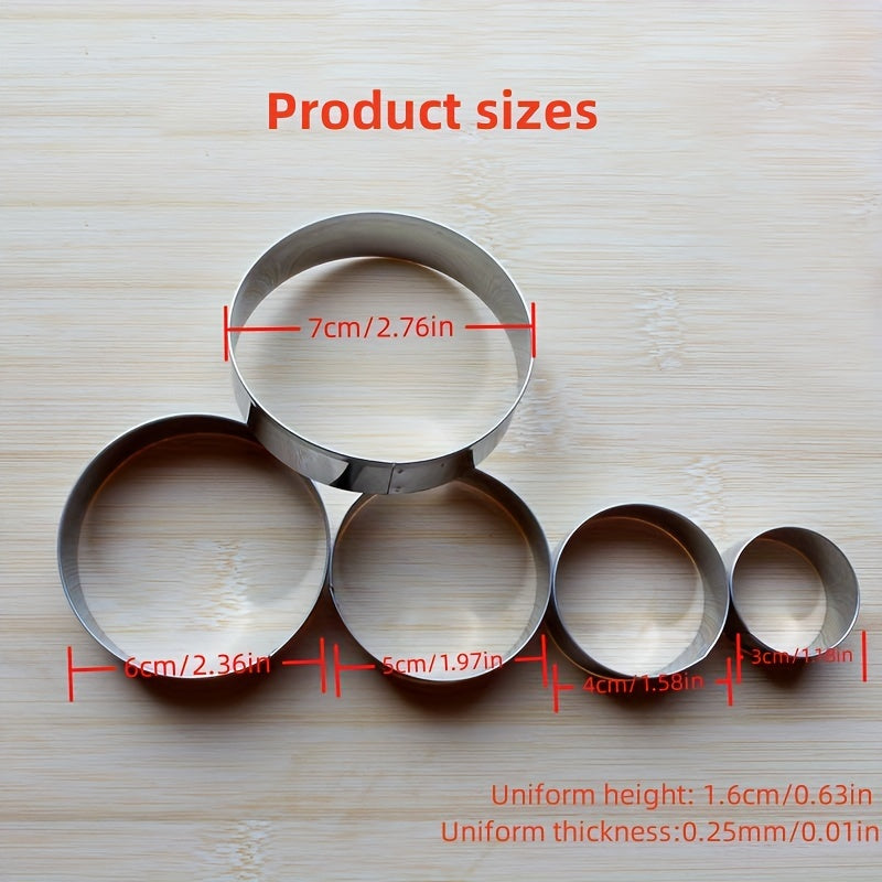 5pcs Stainless Steel Biscuit Pastry Dough Cutter Fondant Mold Cookie Maker