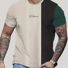 Men's Block T shirt Hip hop Style Casual Round Neck Tees For Summer