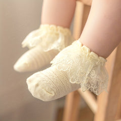 3 Pairs Girl's Mesh Breathable Cotton Socks - Spring Lace Toddler Socks
