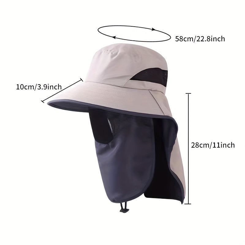 Sunscreen Bucket Hat With Neck Flap & Detachable Mask UV Protection