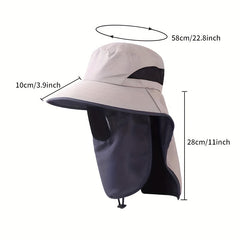 Sunscreen Bucket Hat With Neck Flap & Detachable Mask UV Protection