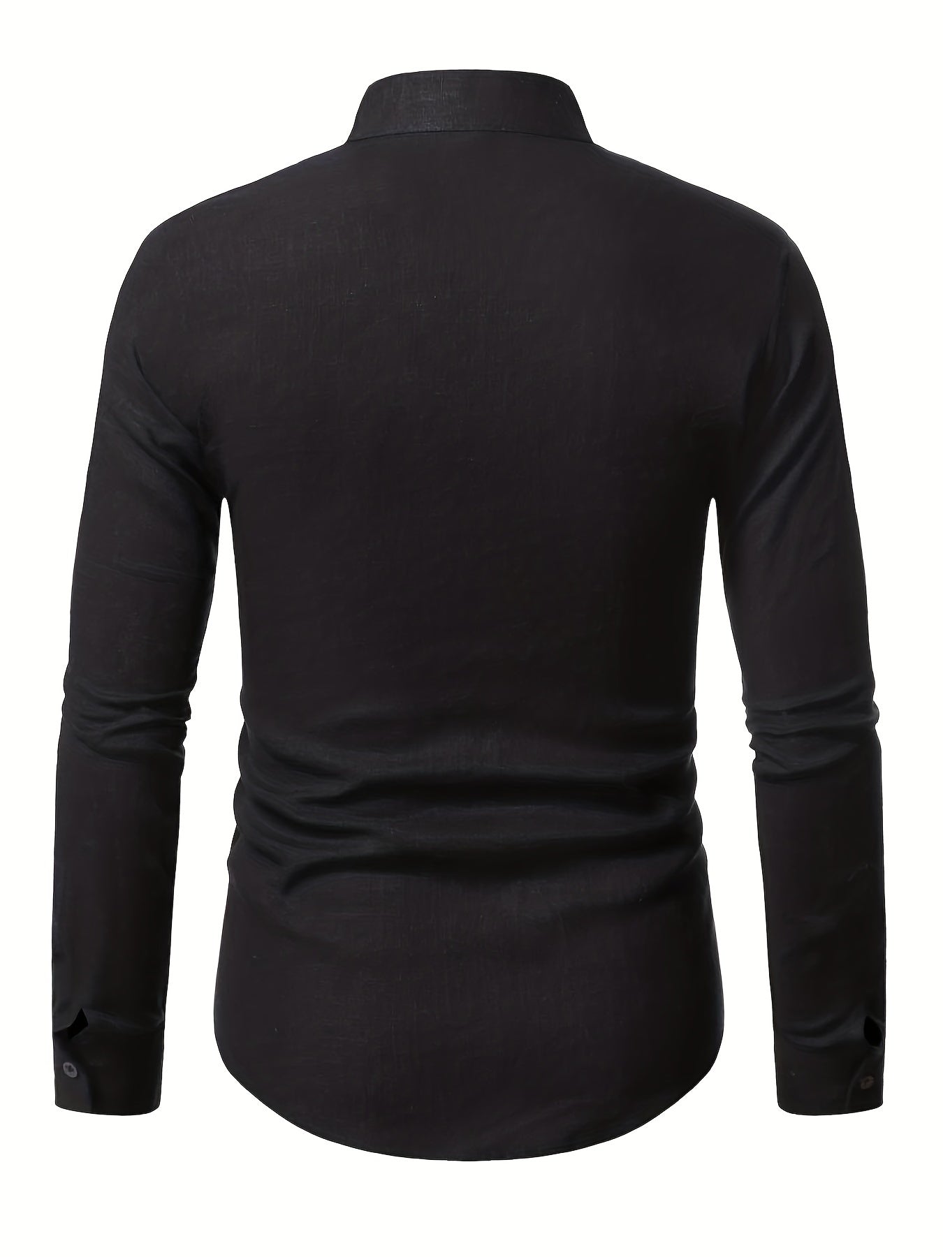 Men's Casual Stand Collar Long Sleeve Shirt for Spring Summer Autumn