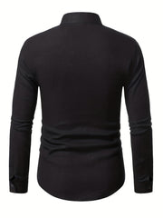 Men's Casual Stand Collar Long Sleeve Shirt for Spring Summer Autumn