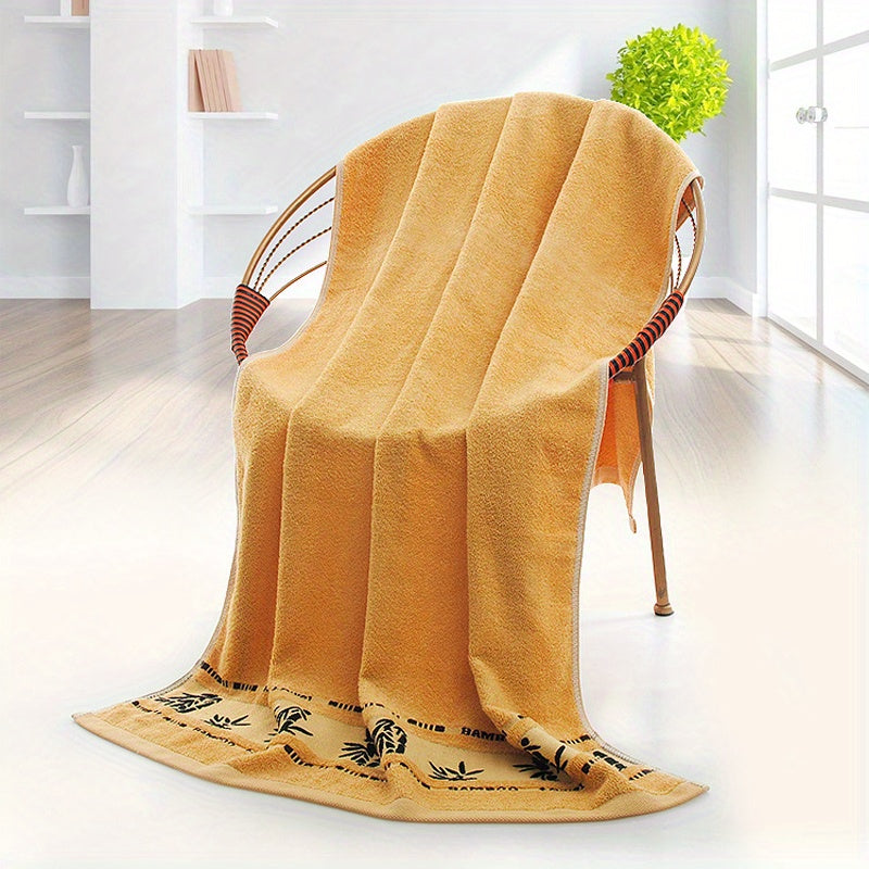 Bamboo Fiber Bath Towel 55x27in with Leaf Pattern