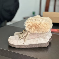 Women's Lace Up Snow Boots Faux Fur Ankle Warm Winter Shoes